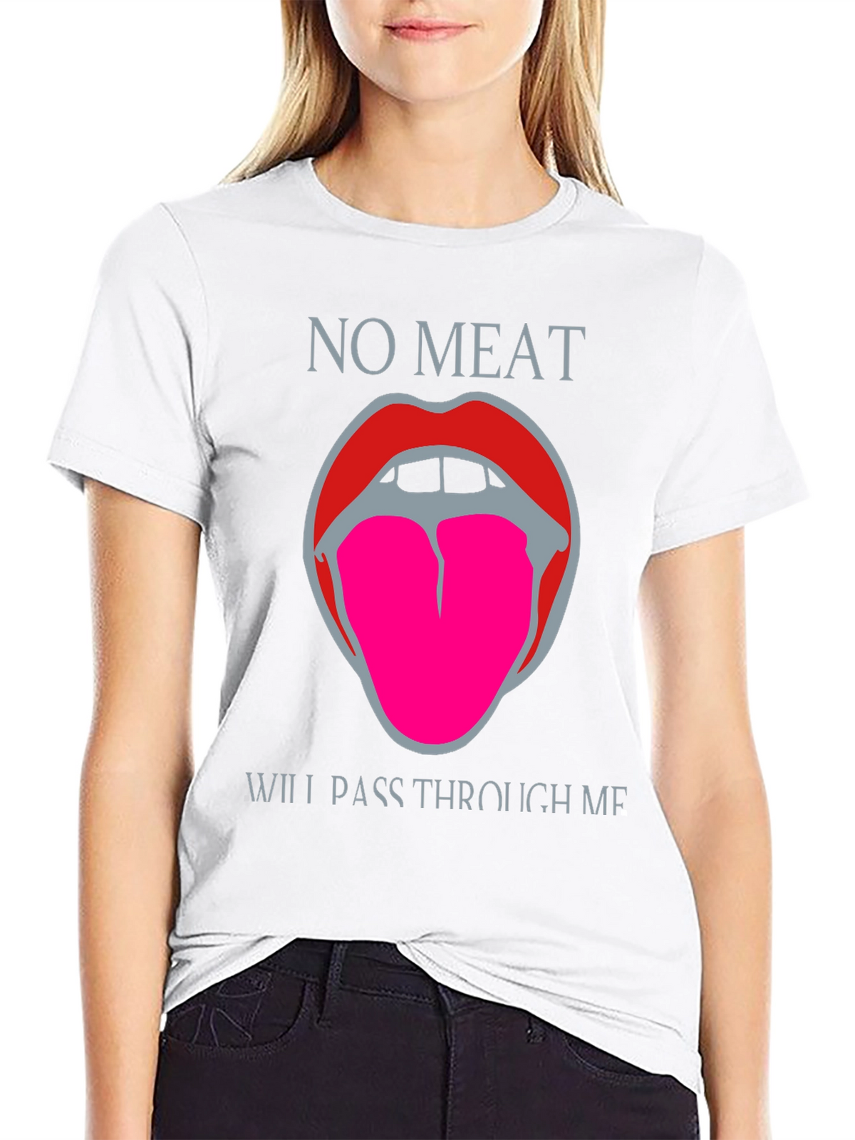 Vegan Statement T-Shirt: No Meat Tongue Design