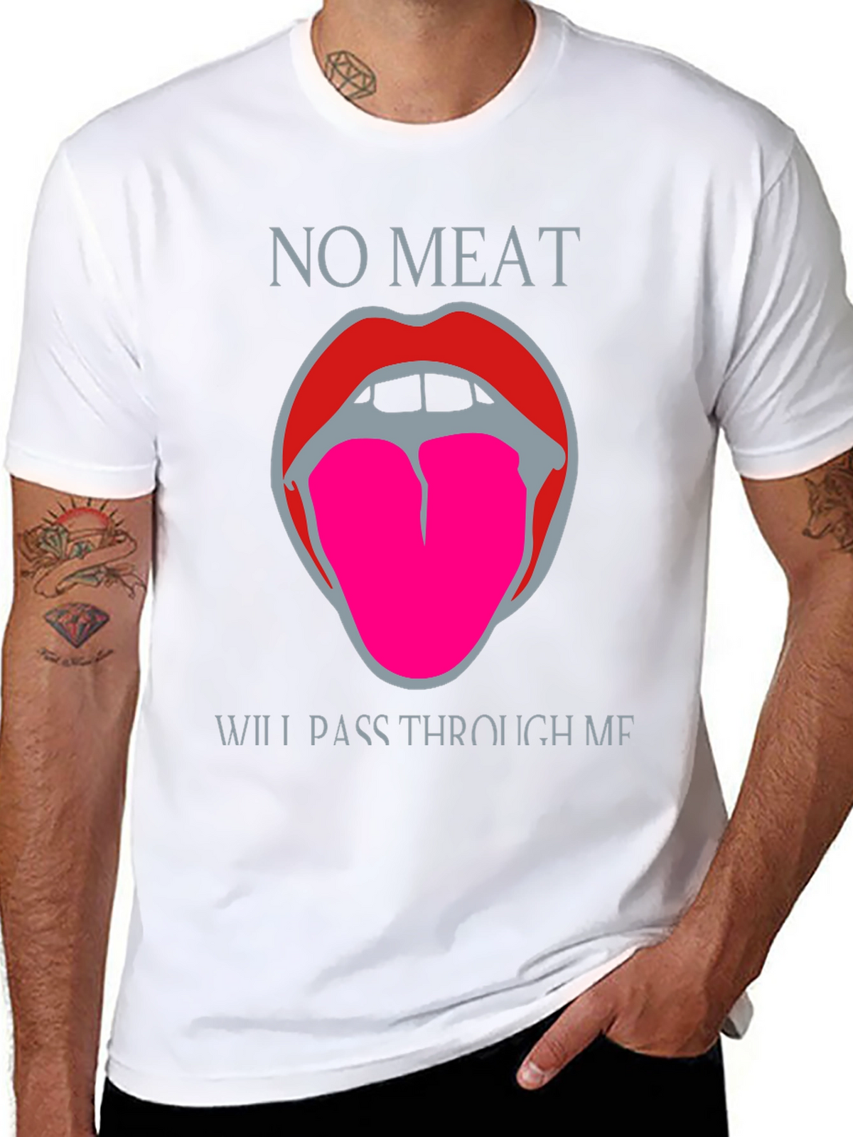 Vegan Statement T-Shirt: No Meat Tongue Design