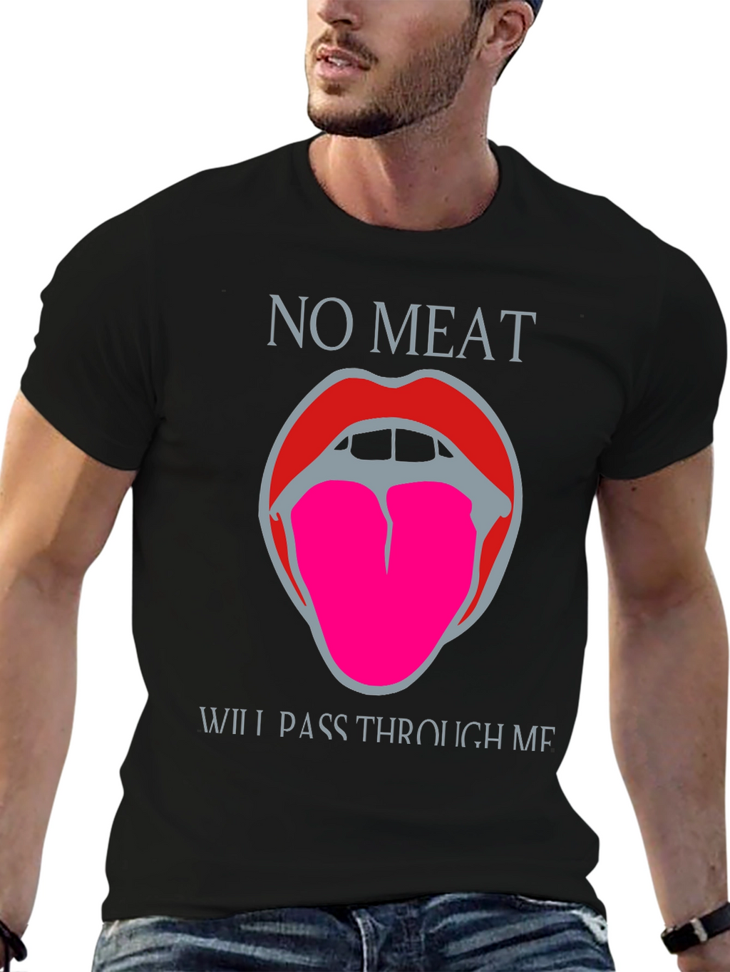 Vegan Statement T-Shirt: No Meat Tongue Design
