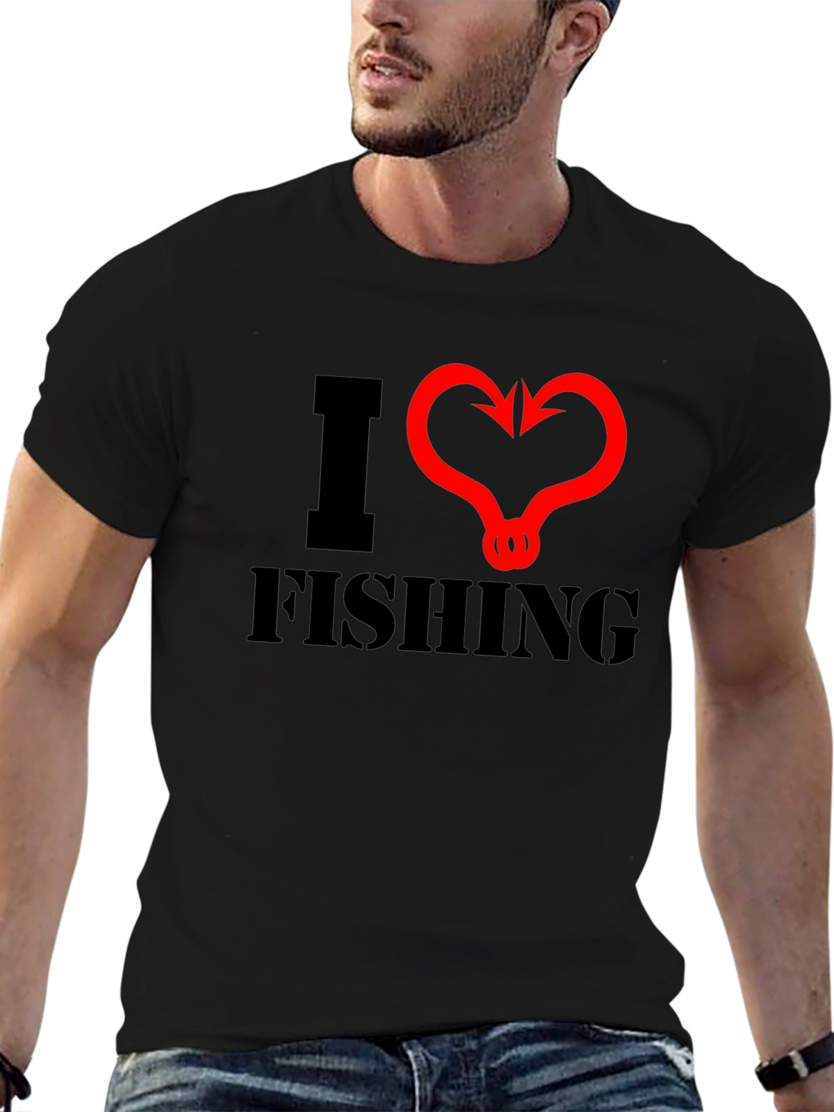 I Heart Fishing Black T-Shirt