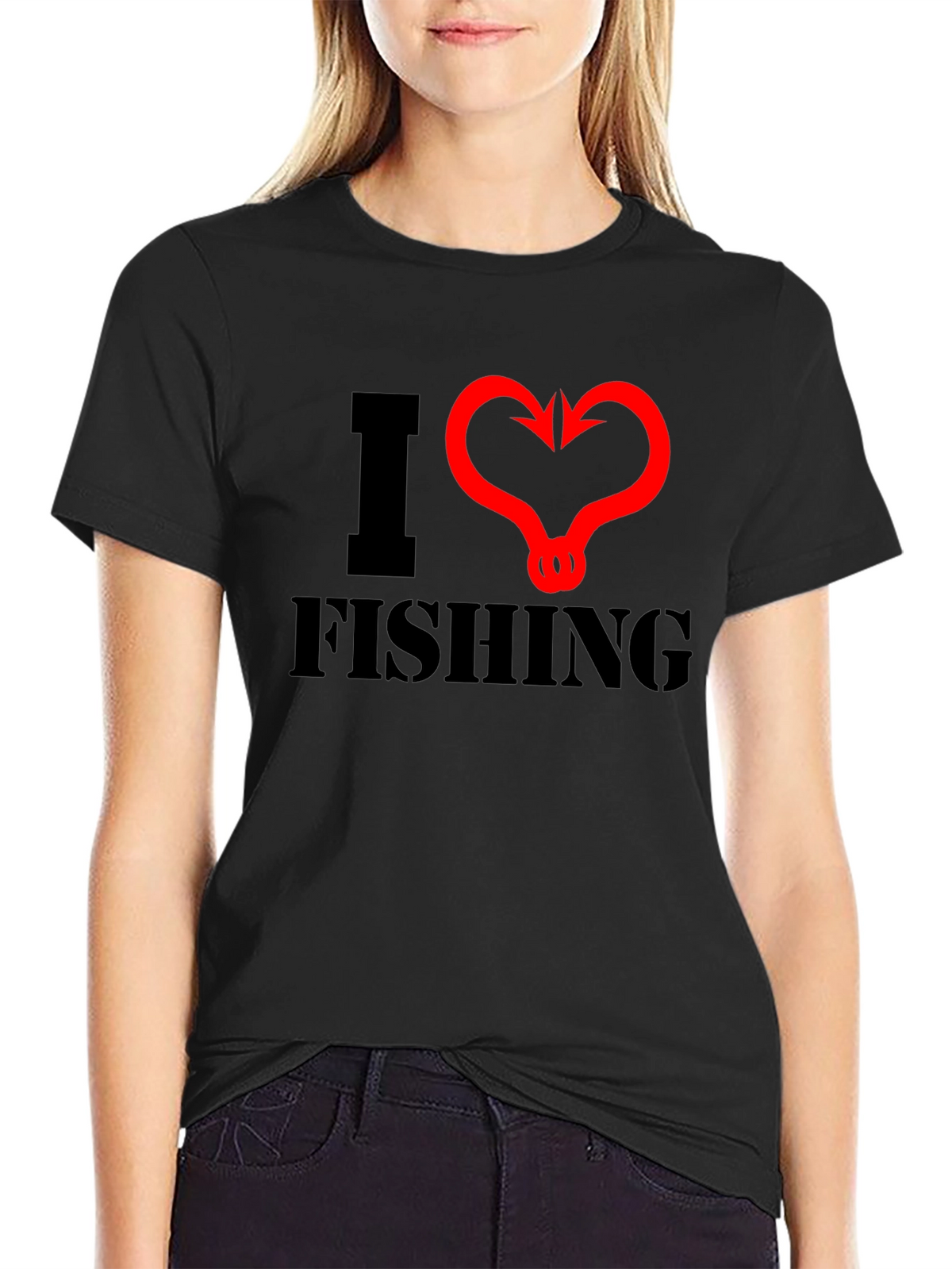 I Heart Fishing Black T-Shirt