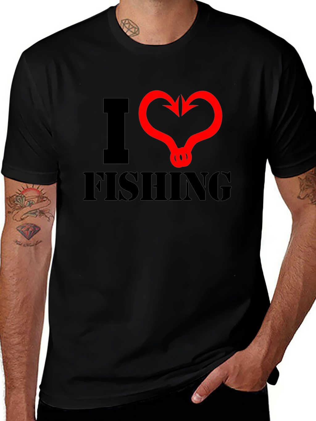 I Heart Fishing Black T-Shirt