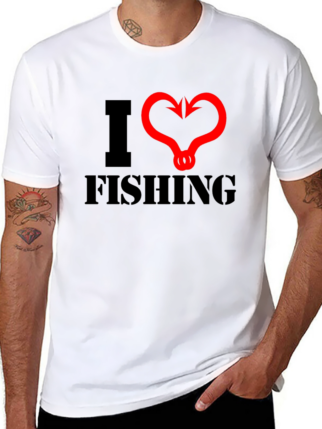 I Heart Fishing Black T-Shirt