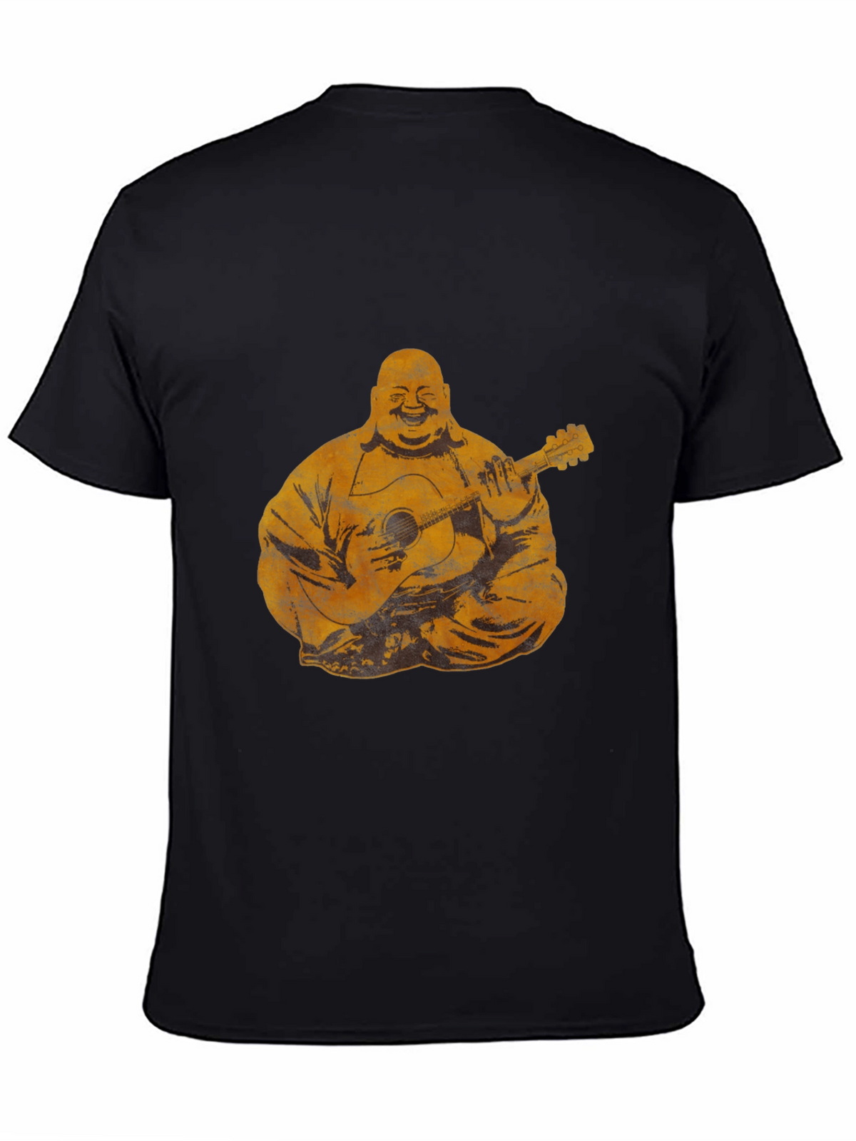 Buddha Playing Guitar Graphic Tee - Black