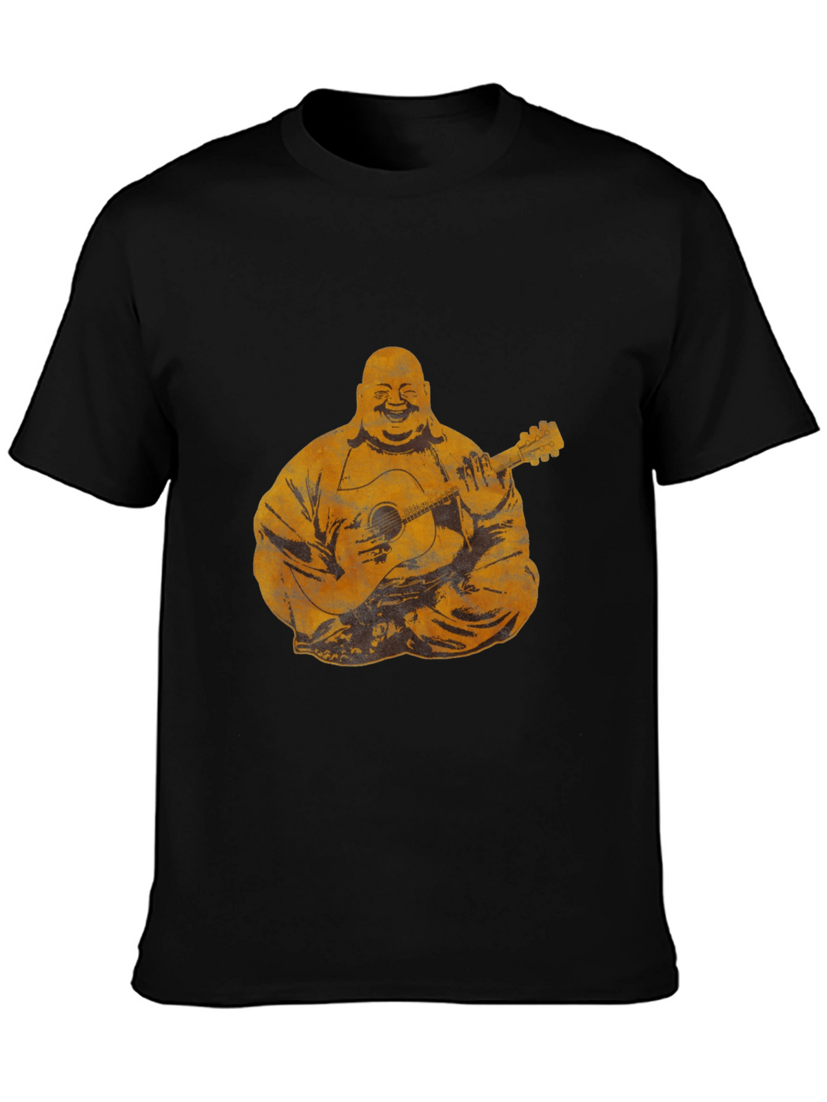 Buddha Playing Guitar Graphic Tee - Black