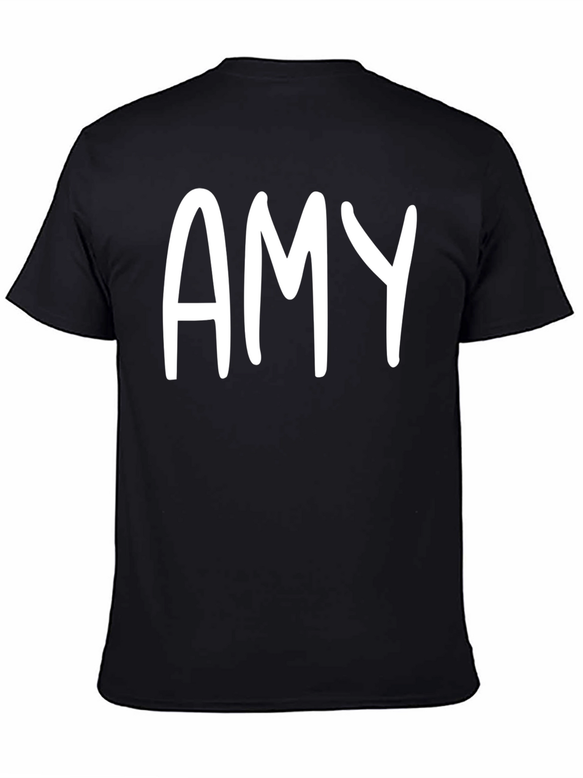 Personalized Amy White Letter Print Black Unisex T-Shirt