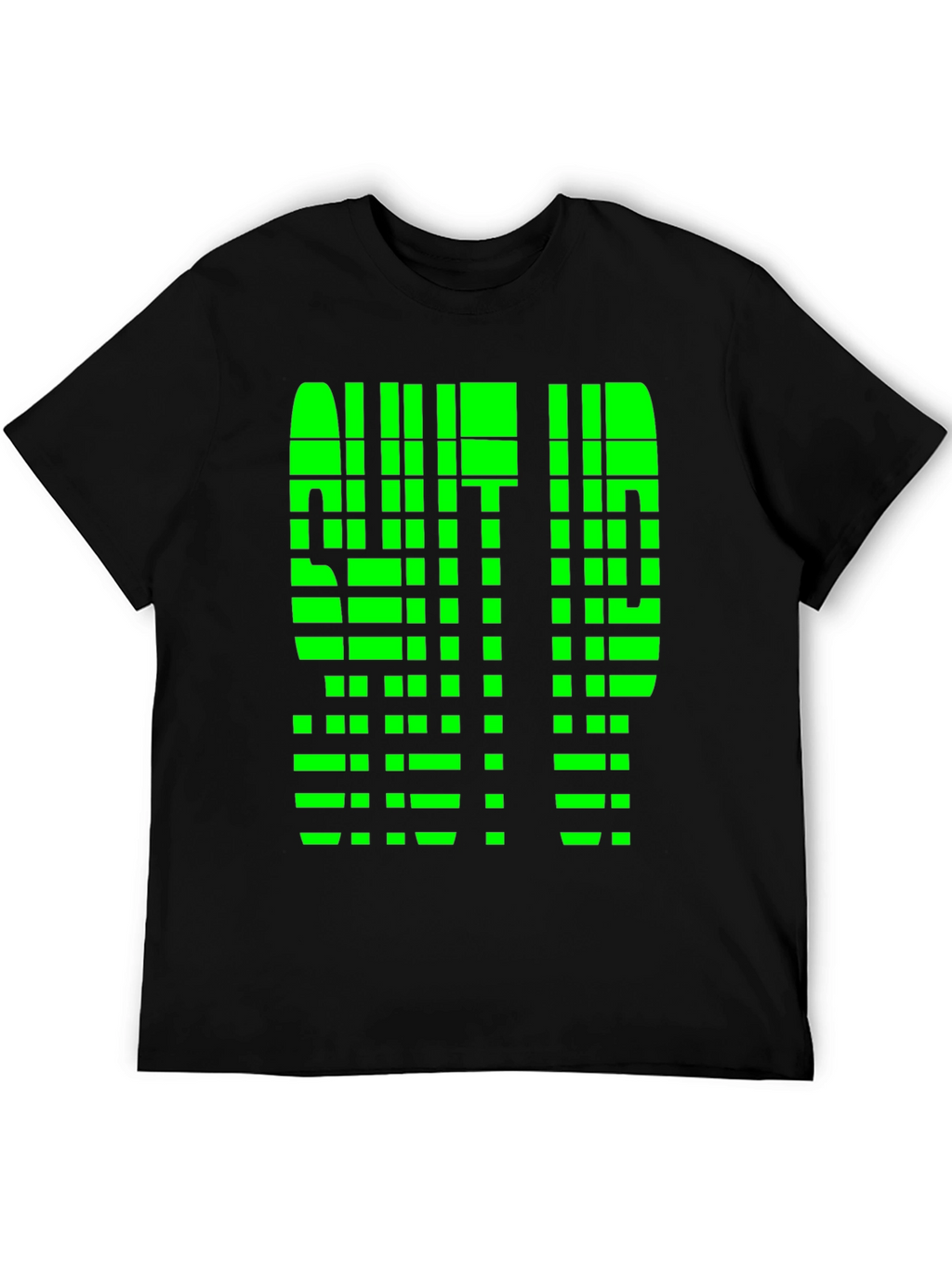 Geometric Pixelated Graphic Tee - Shut Up