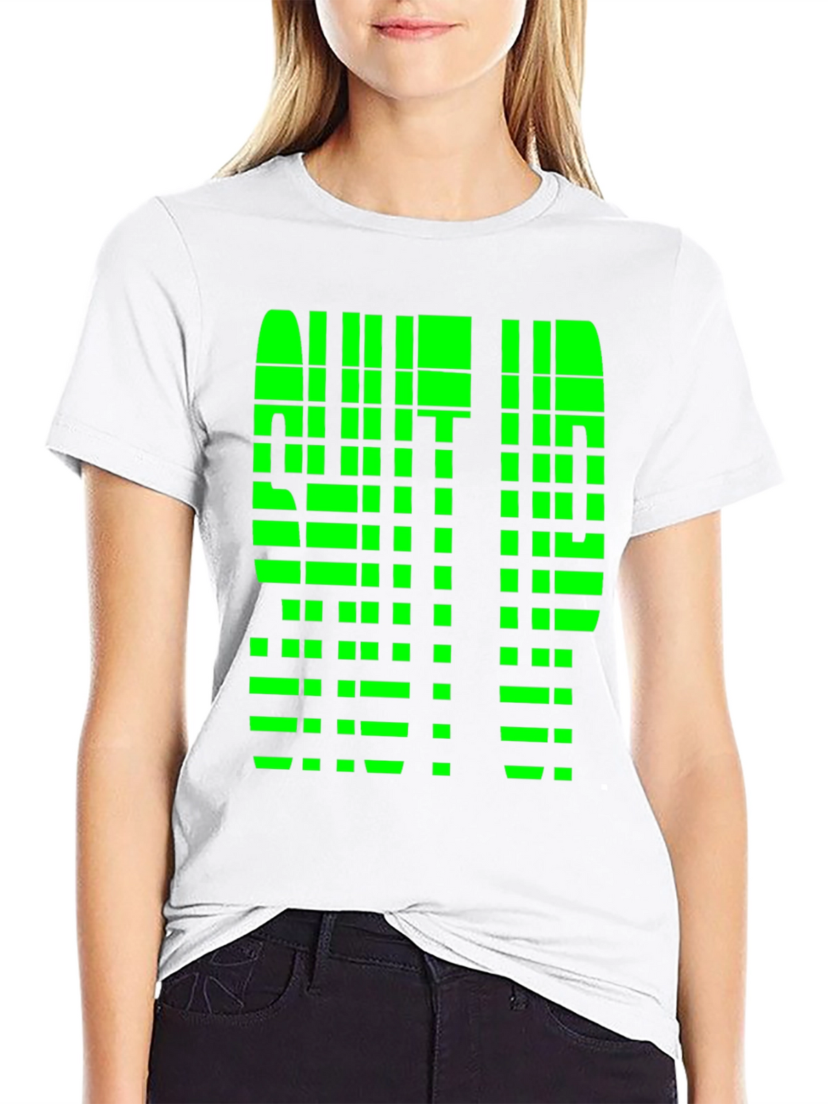 Geometric Pixelated Graphic Tee - Shut Up