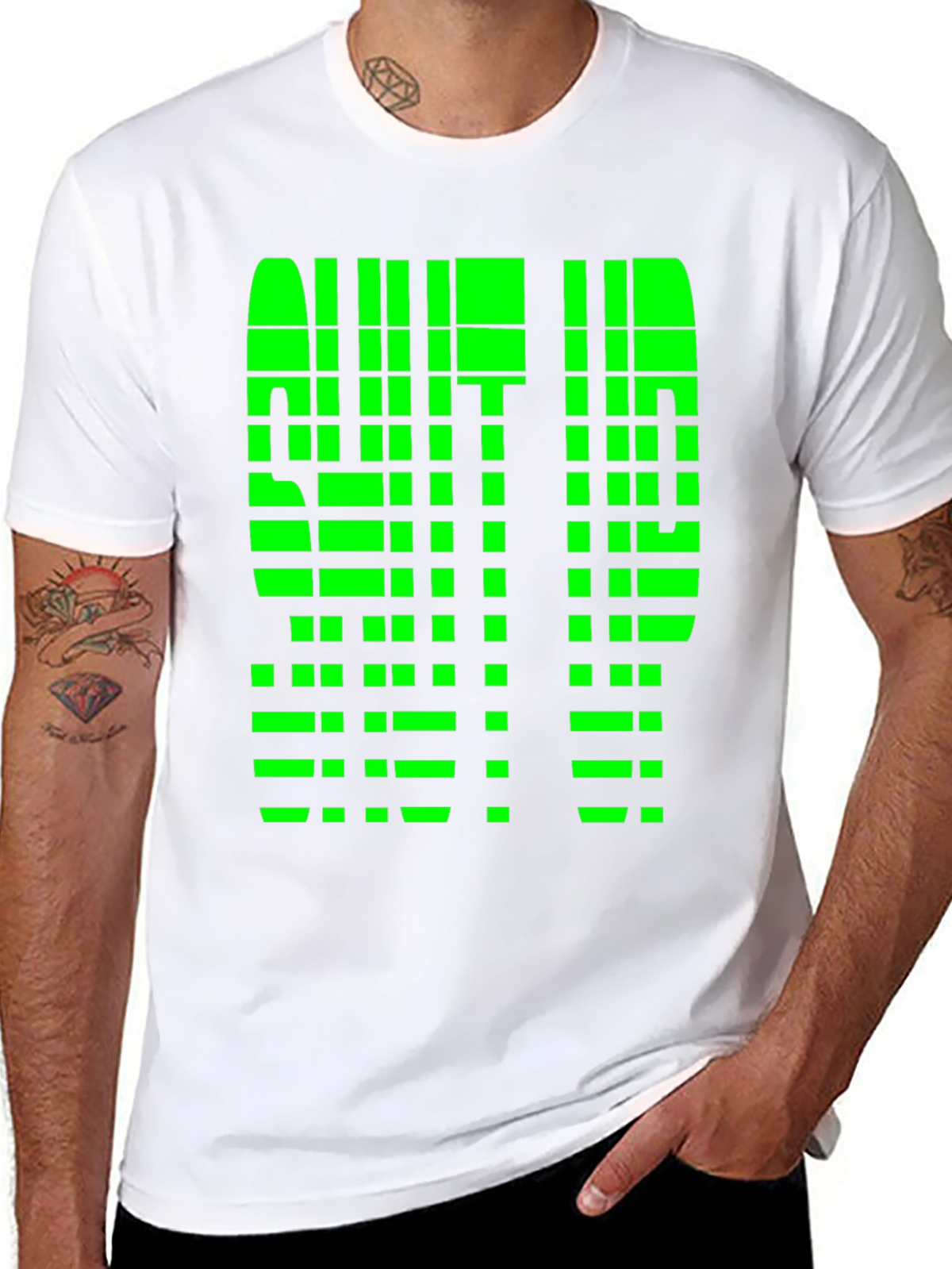 Geometric Pixelated Graphic Tee - Shut Up