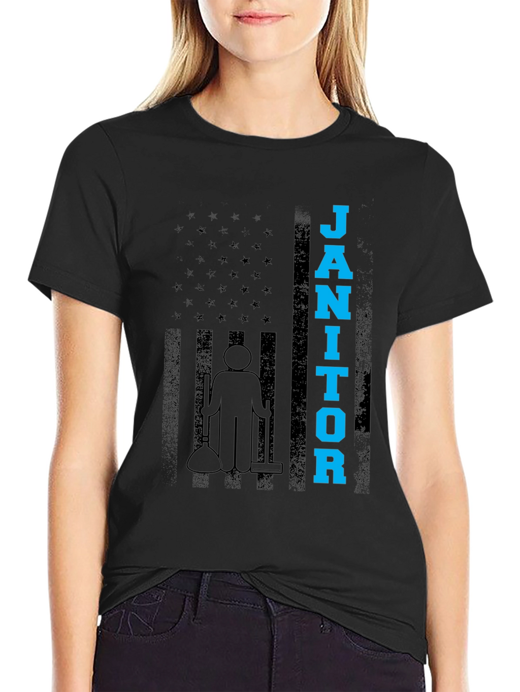 Janitor American Flag Graphic T-Shirt