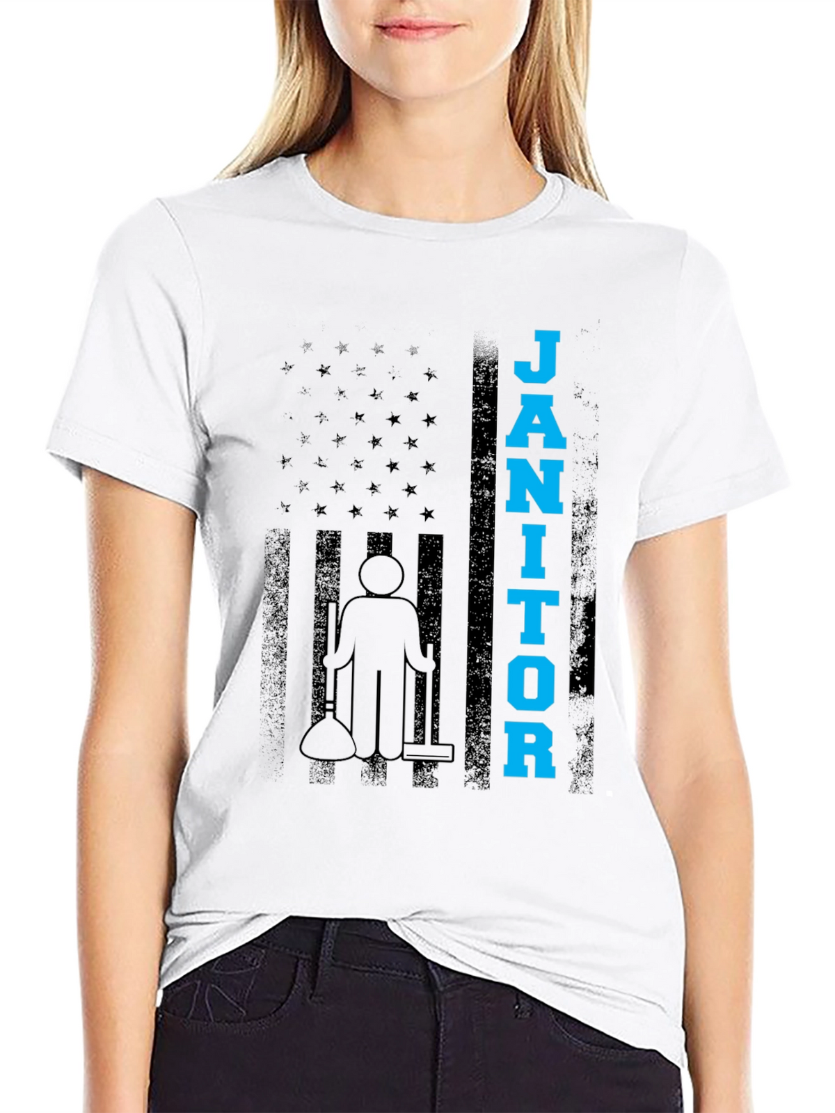Janitor American Flag Graphic T-Shirt