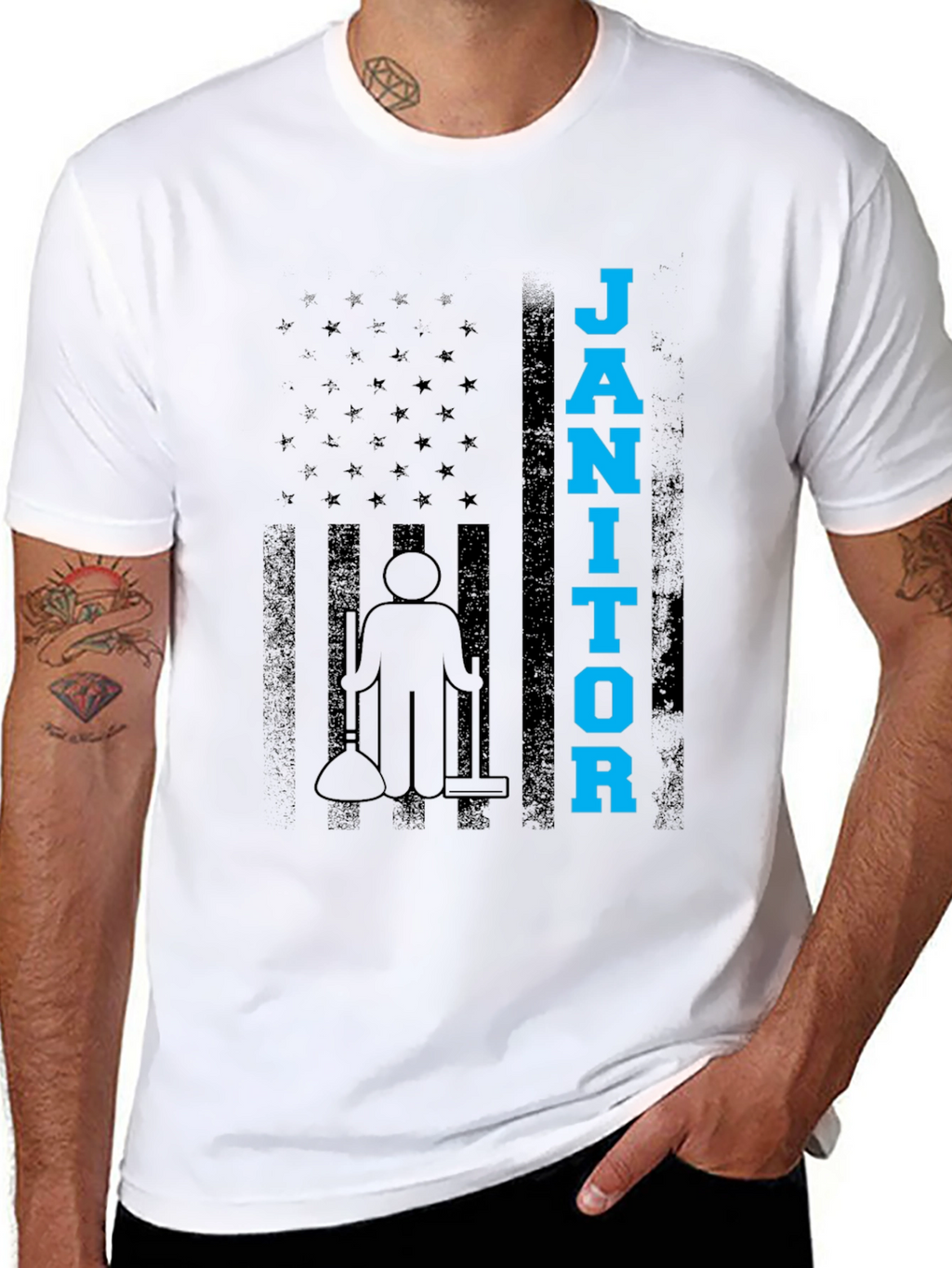 Janitor American Flag Graphic T-Shirt
