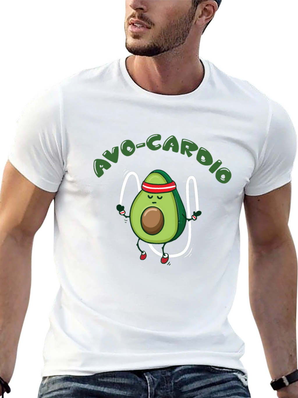 Avo-Cardio Black T-Shirt - Avocado Exercise Tee