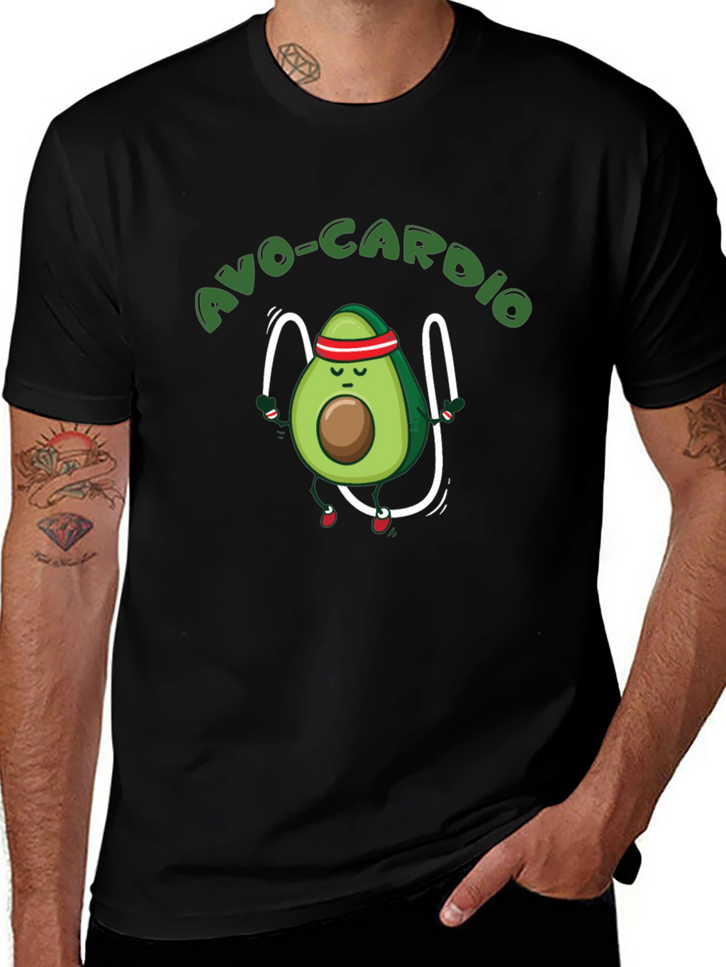 Avo-Cardio Black T-Shirt - Avocado Exercise Tee