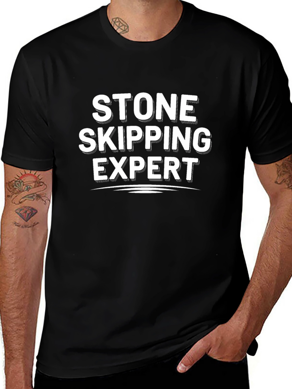 Stone Skipping Expert Black T-Shirt