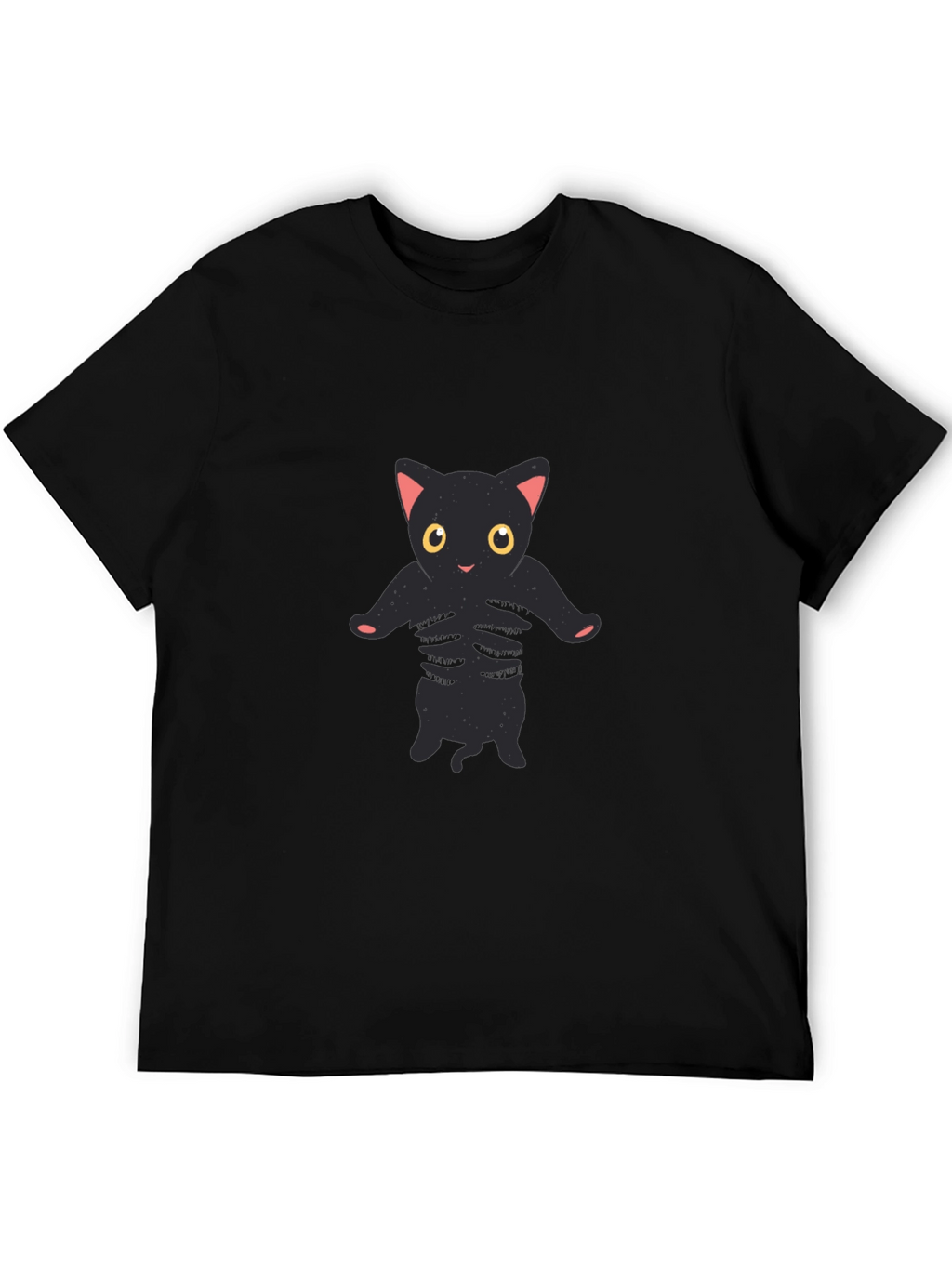 Cool Black Cat Skeleton Graphic Tee
