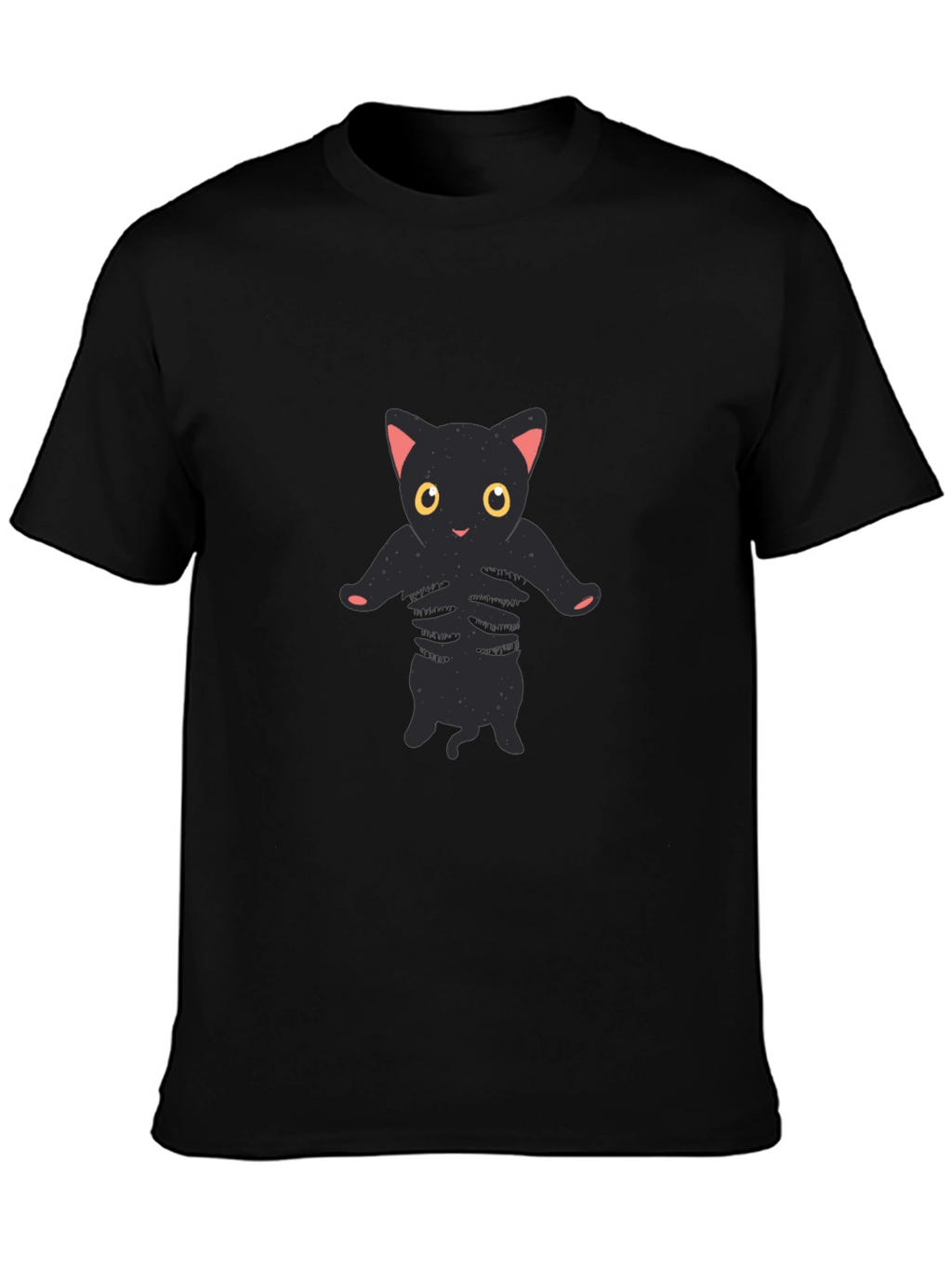 Cool Black Cat Skeleton Graphic Tee
