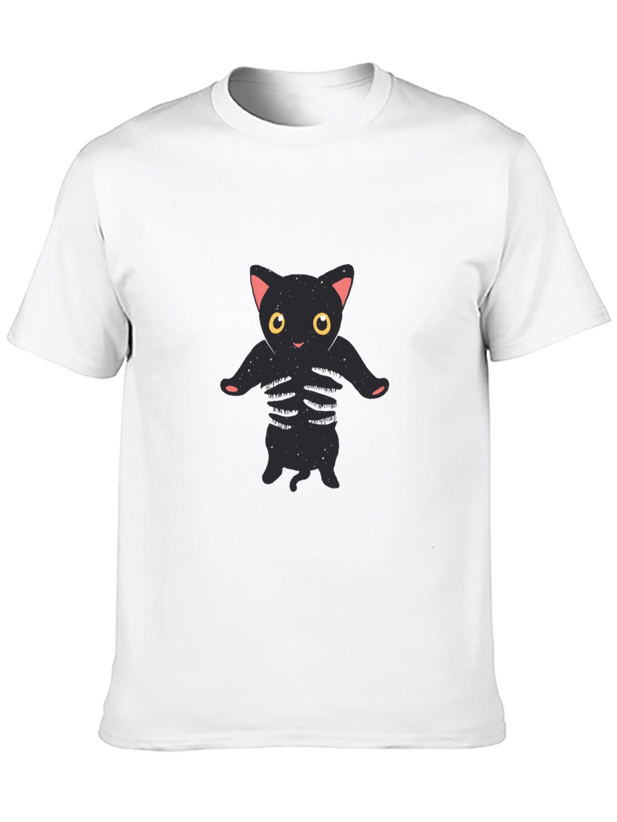 Cool Black Cat Skeleton Graphic Tee