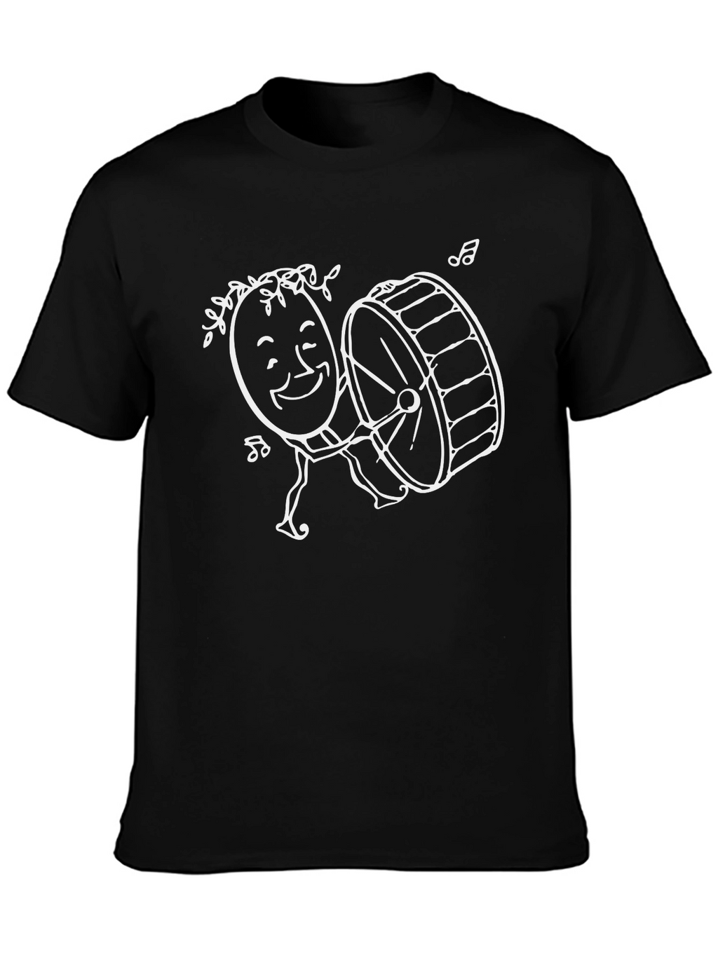 Music Lovers Black T-Shirt with Drummer Design
