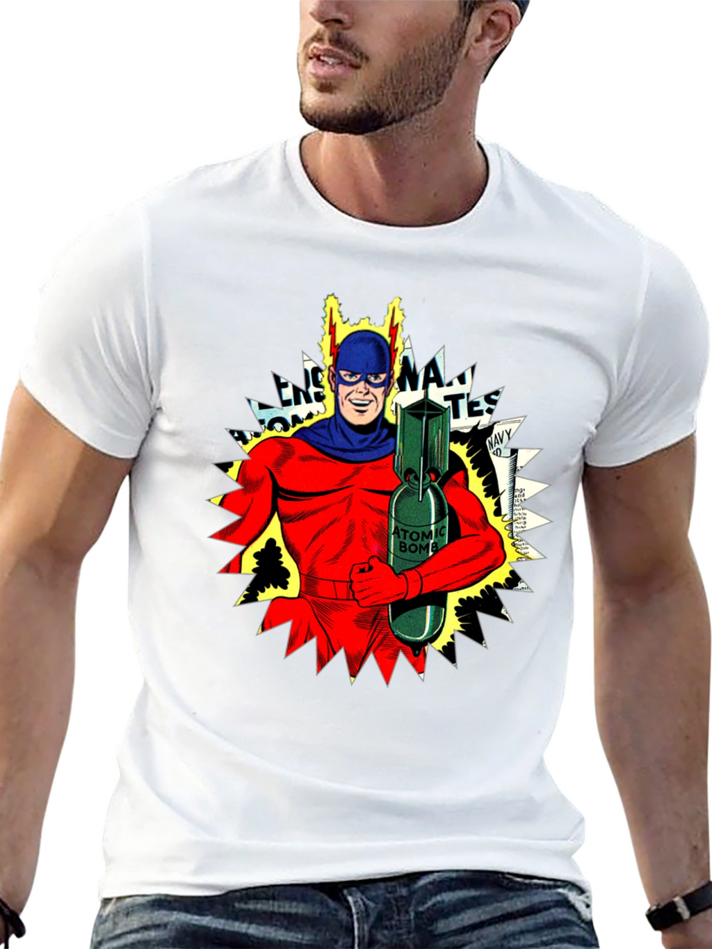 Atomic Bomb Superhero Graphic T-Shirt