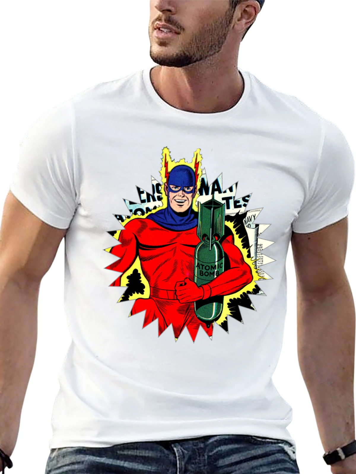 Atomic Bomb Superhero Graphic T-Shirt