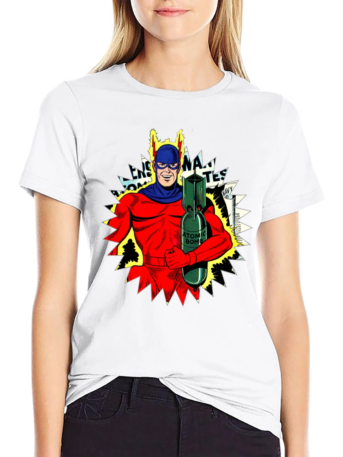 Atomic Bomb Superhero Graphic T-Shirt