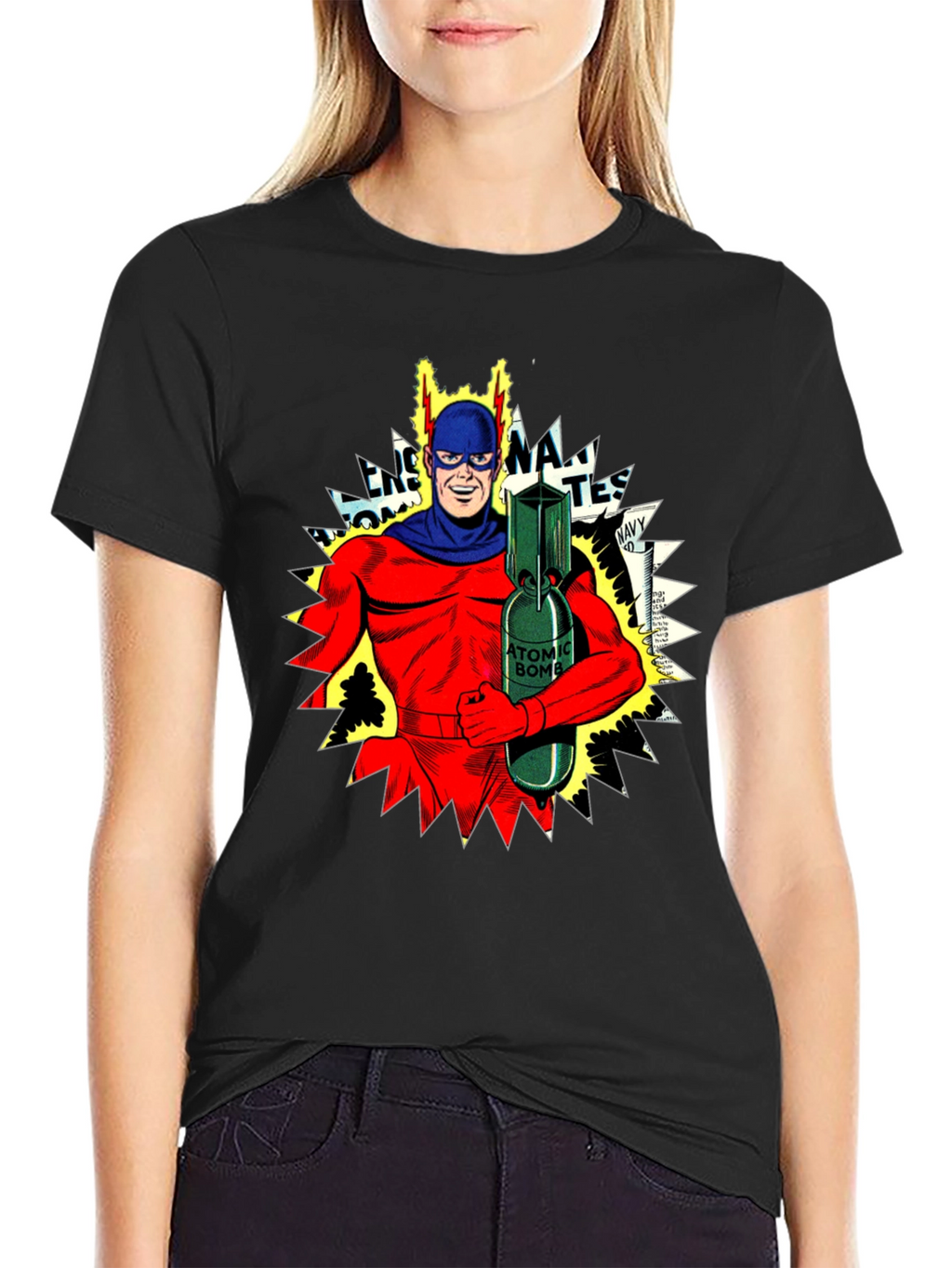 Atomic Bomb Superhero Graphic T-Shirt