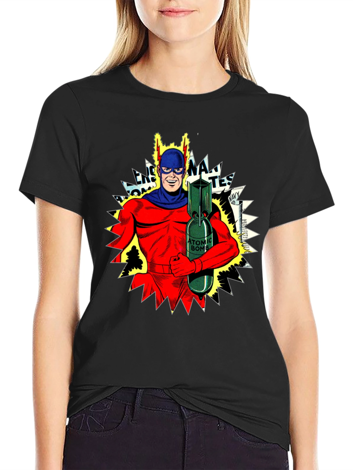 Atomic Bomb Superhero Graphic T-Shirt