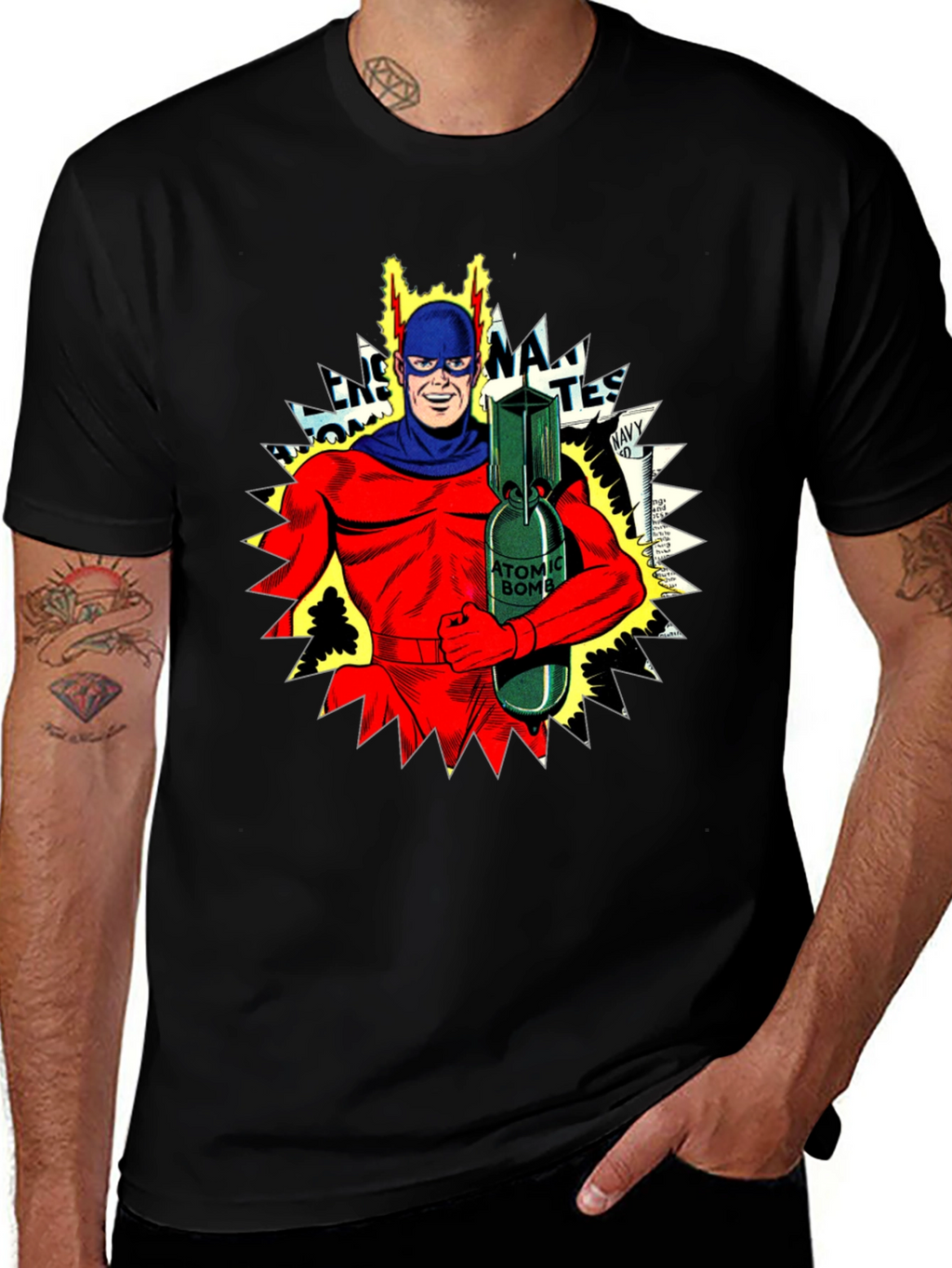 Atomic Bomb Superhero Graphic T-Shirt