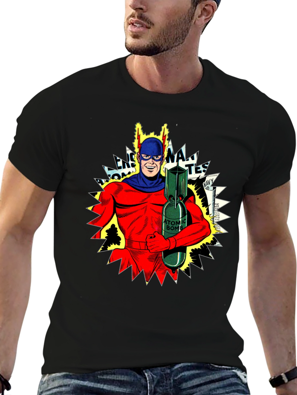 Atomic Bomb Superhero Graphic T-Shirt