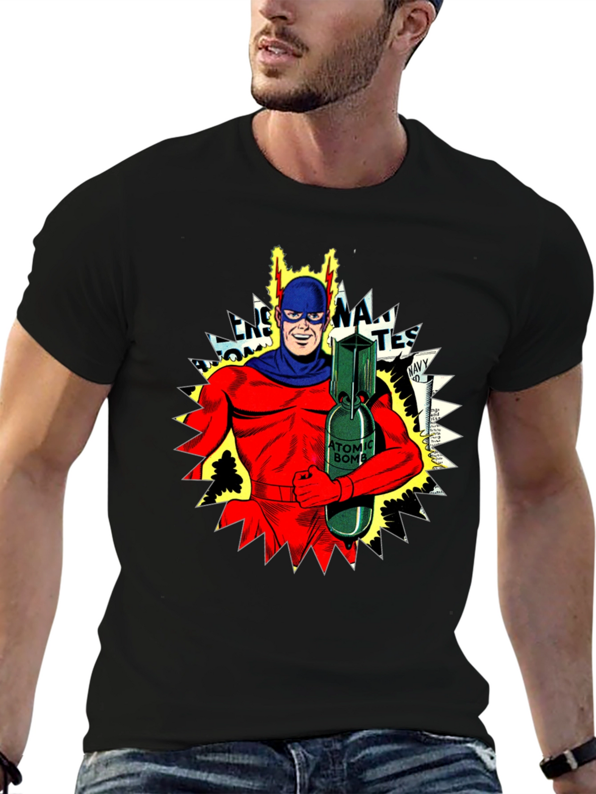 Atomic Bomb Superhero Graphic T-Shirt