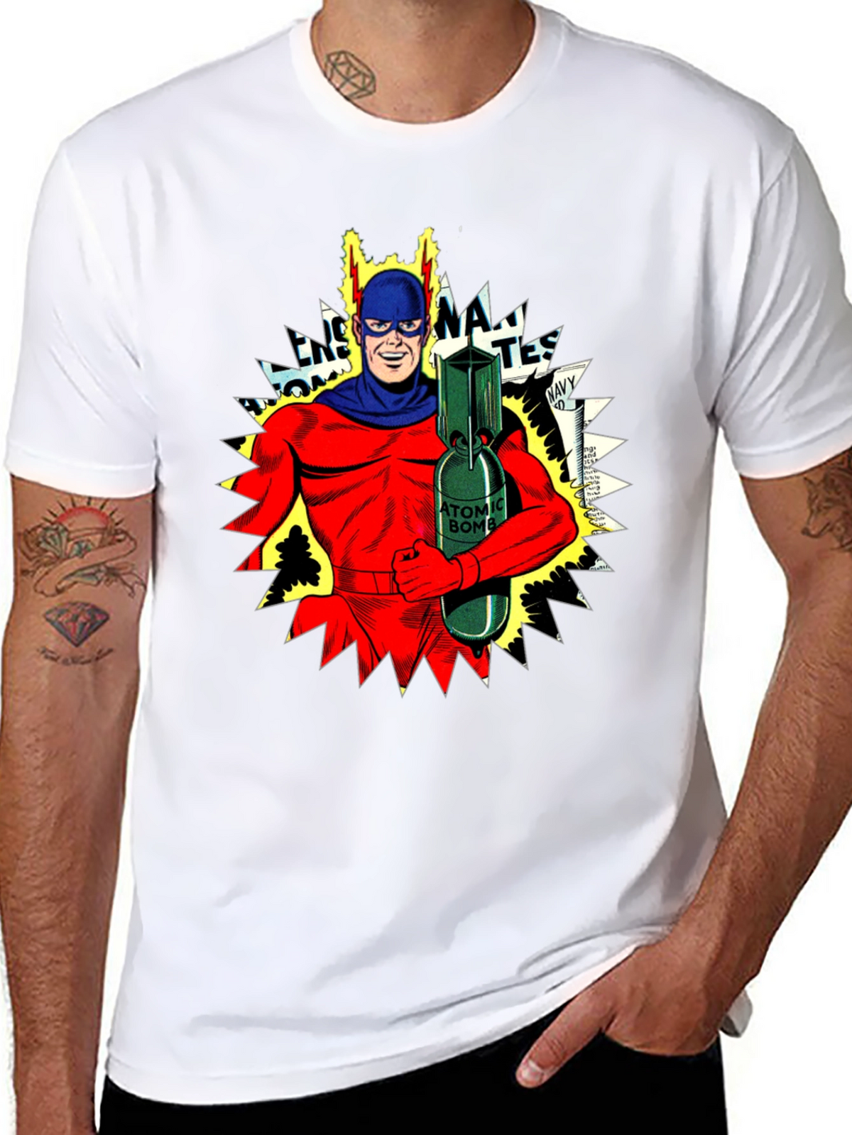 Atomic Bomb Superhero Graphic T-Shirt