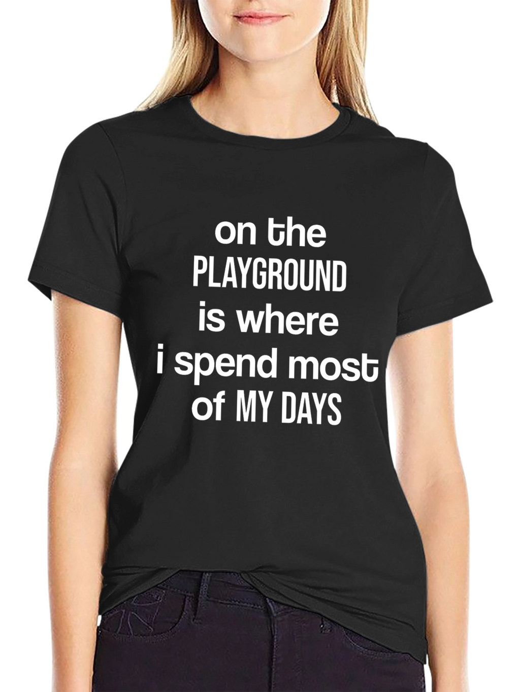 Playground Days T-Shirt - Black Cotton Graphic Tee