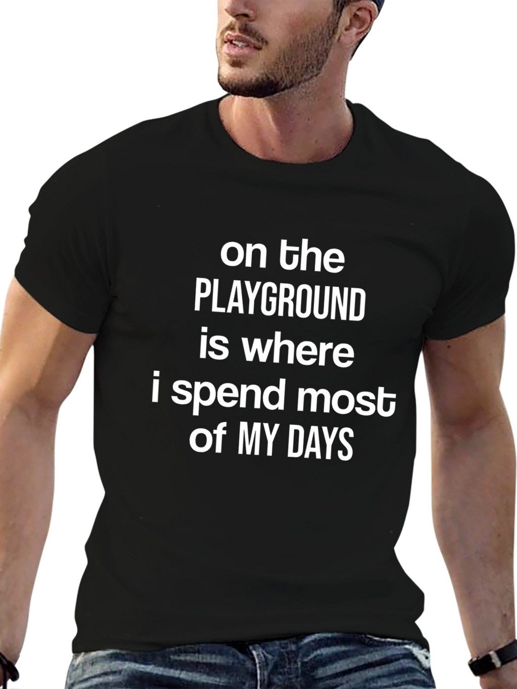Playground Days T-Shirt - Black Cotton Graphic Tee