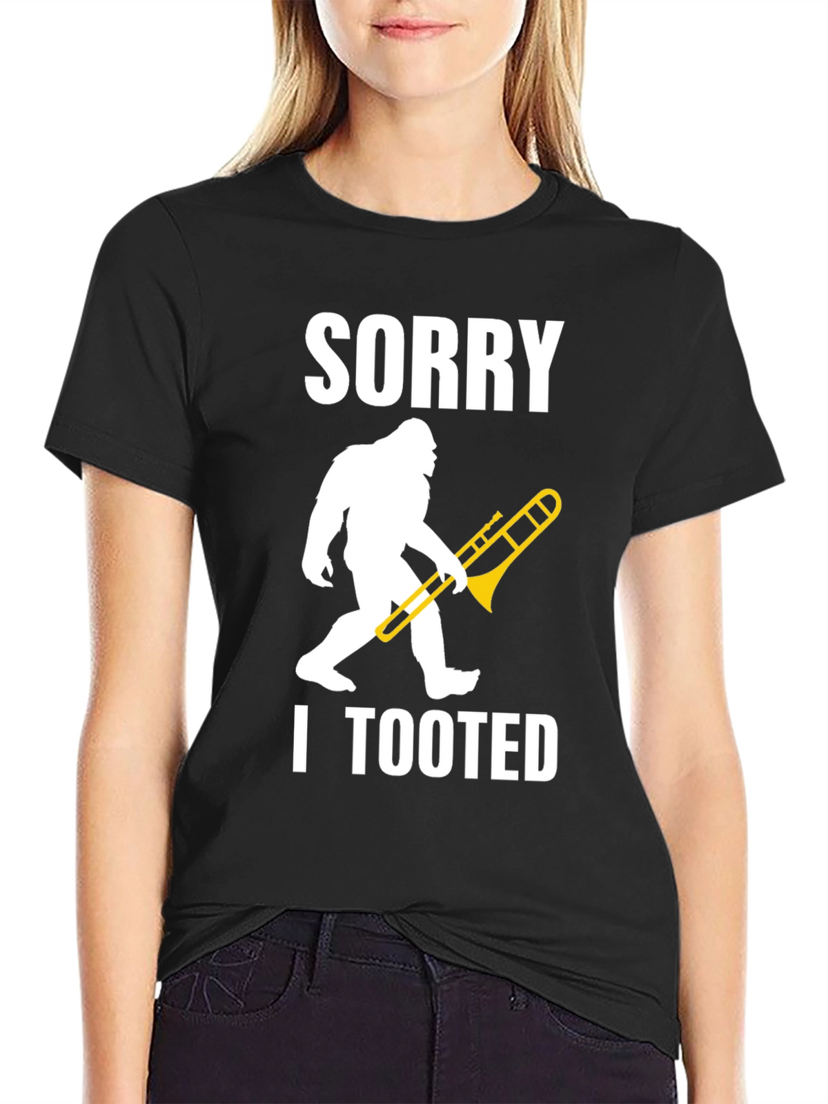 Sorry I Tooted Sasquatch Trombone Graphic T-Shirt