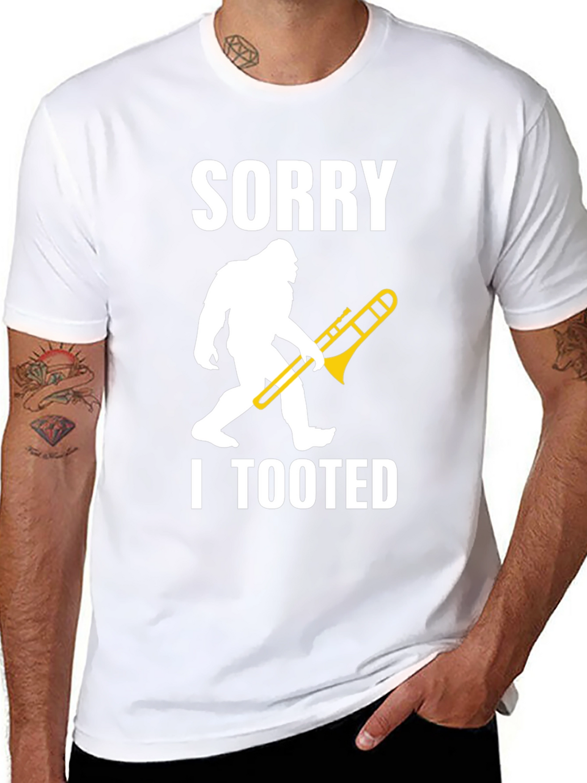 Sorry I Tooted Sasquatch Trombone Graphic T-Shirt