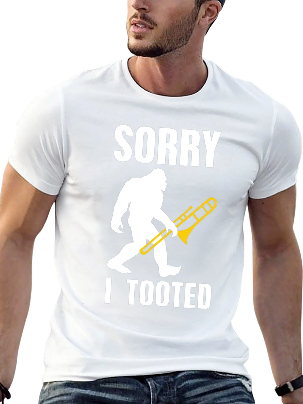 Sorry I Tooted Sasquatch Trombone Graphic T-Shirt