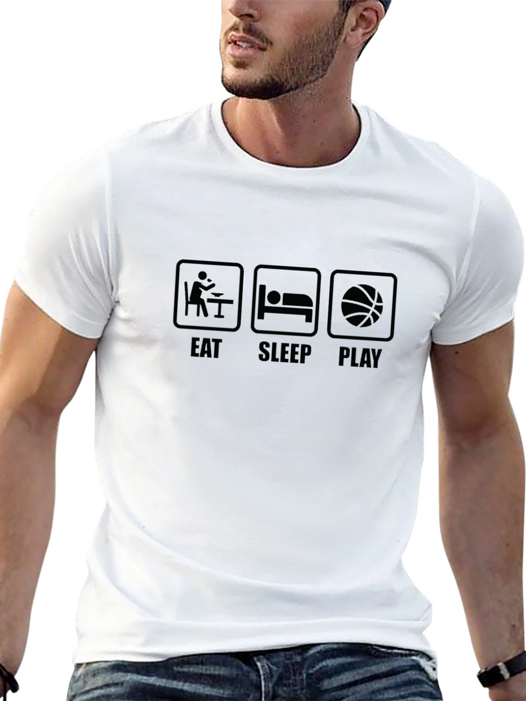 Eat Sleep Play Black Graphic Tee