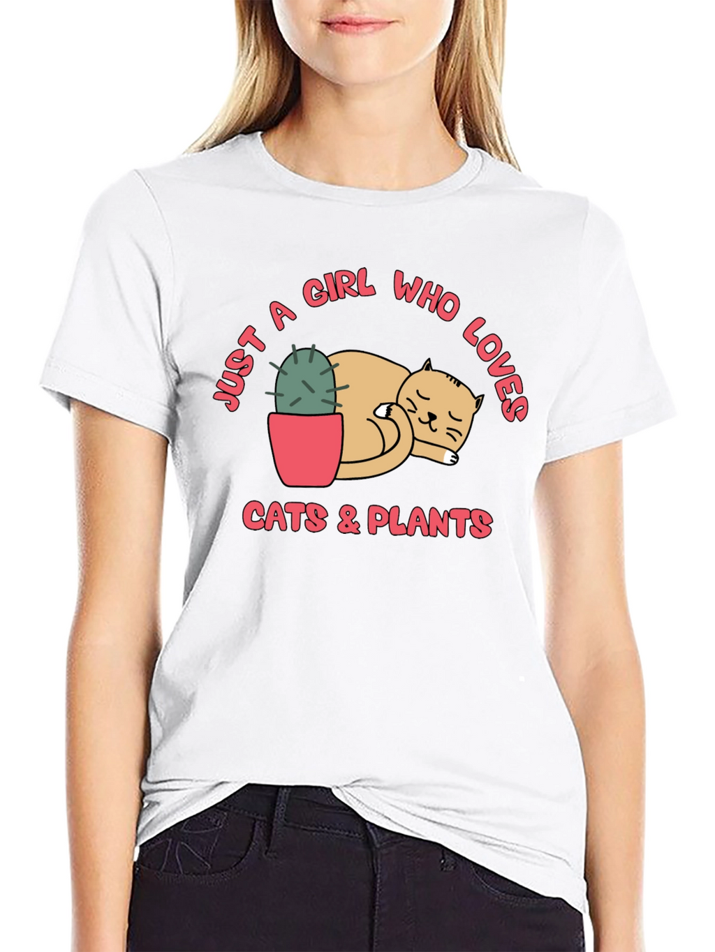 Girl Who Loves Cats & Plants Graphic Tee