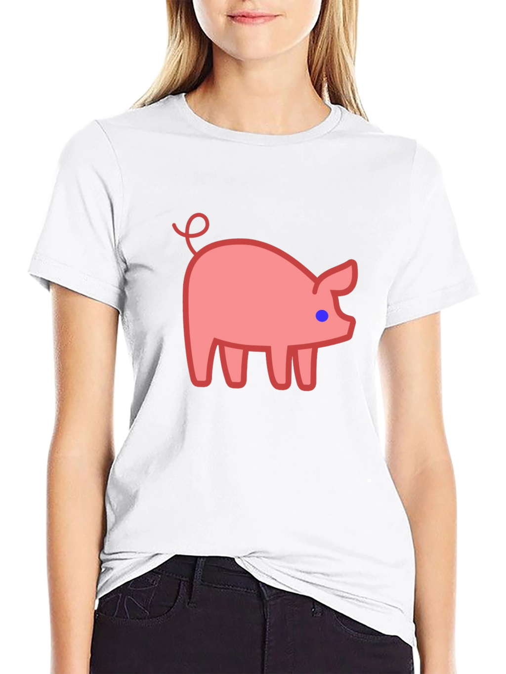 Cute Pig Graphic Tee - Black Casual T-Shirt