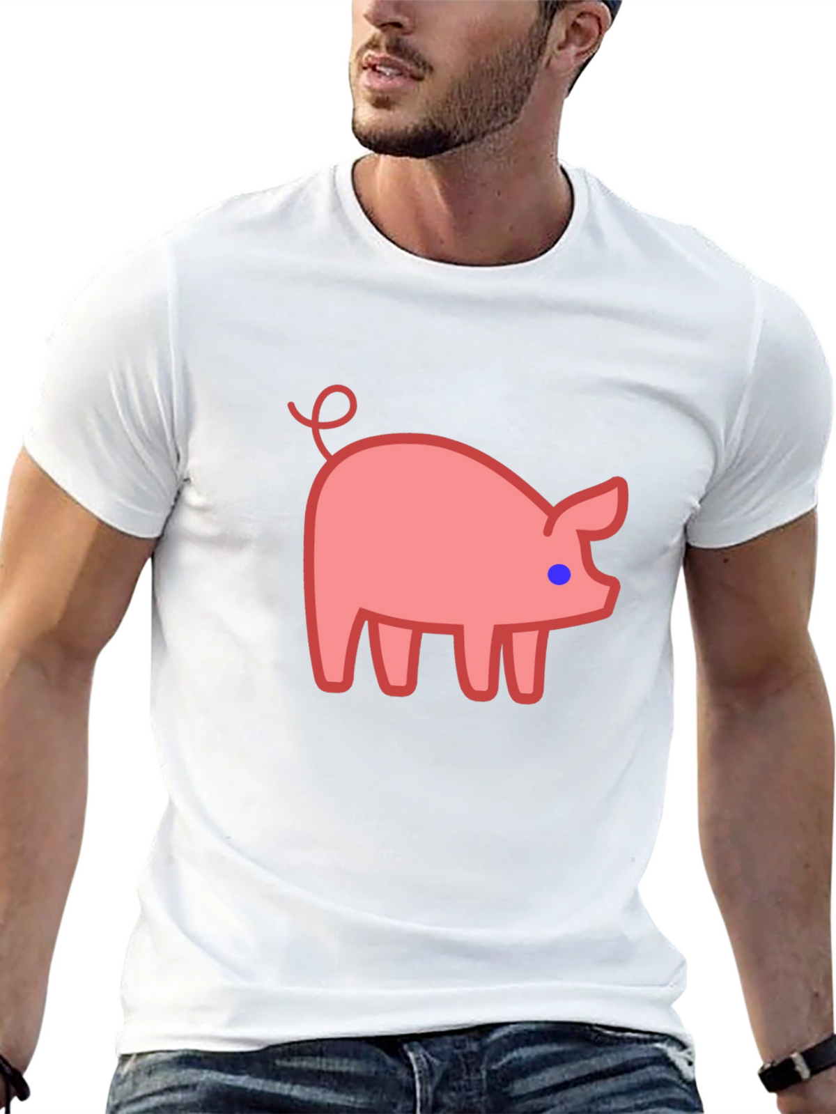 Cute Pig Graphic Tee - Black Casual T-Shirt