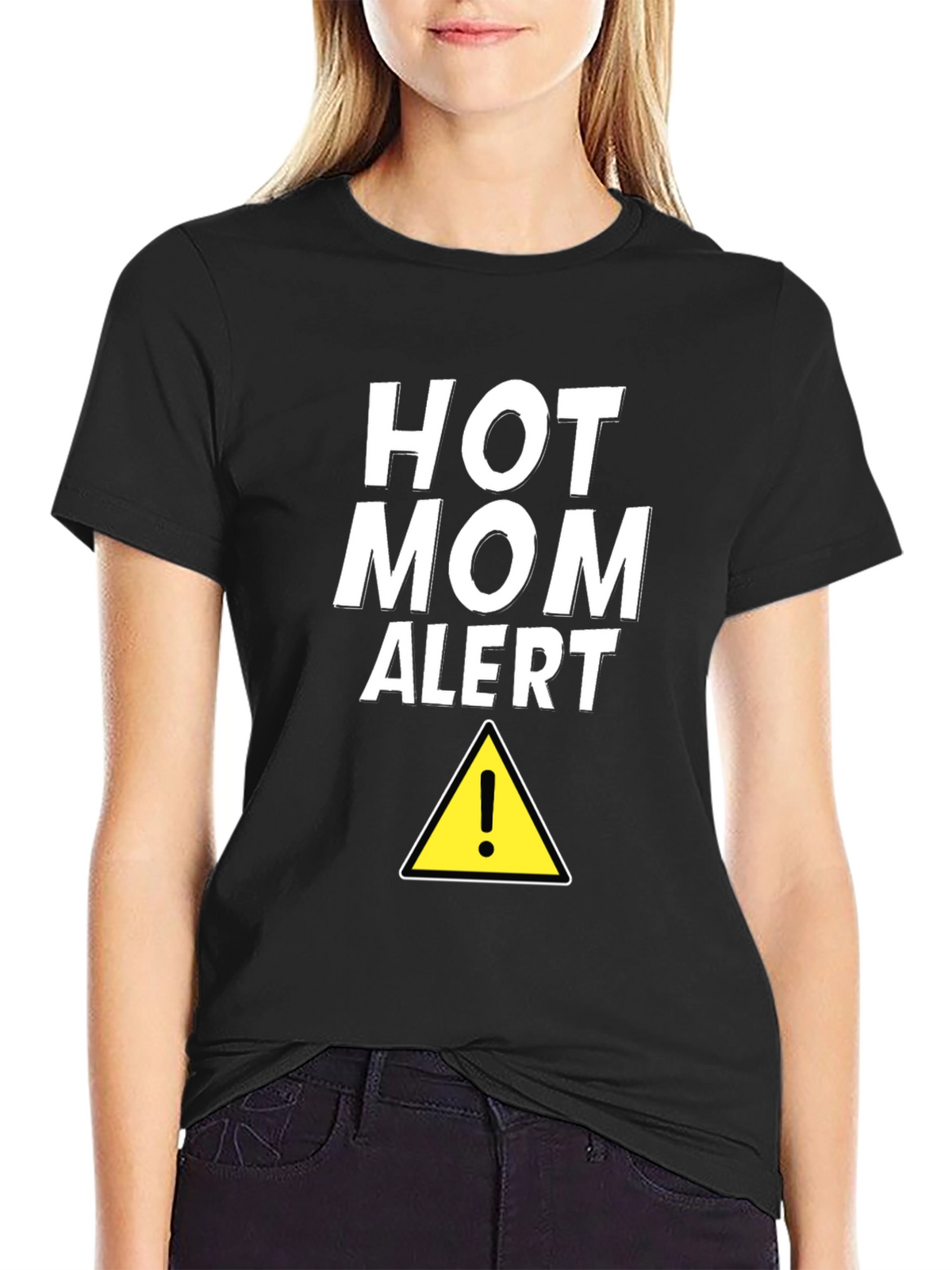 Hot Mom Alert Graphic Tee - Black