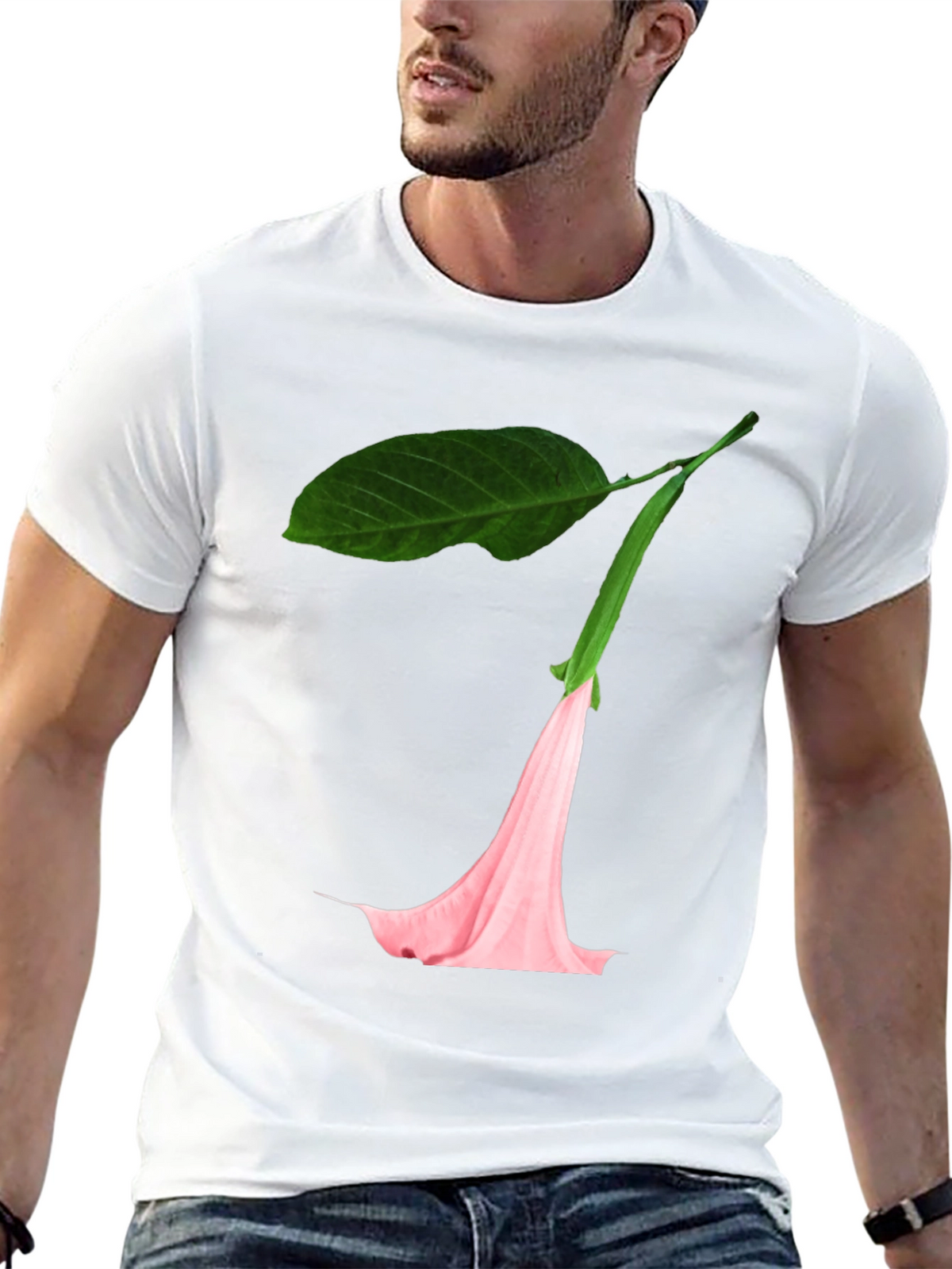 Black T-Shirt with Floral Blossom Graphic