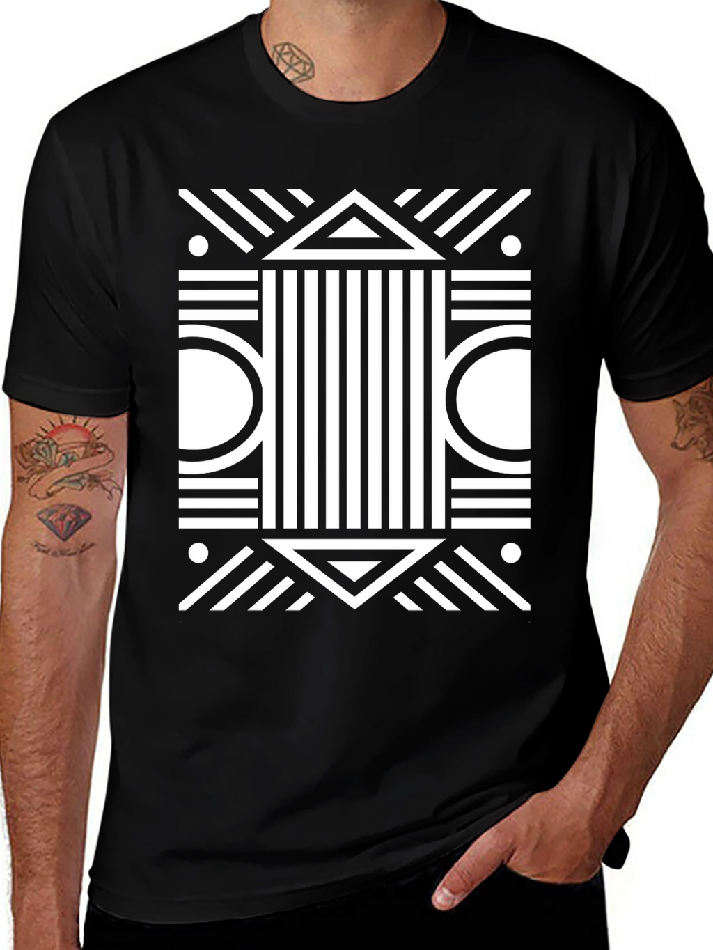 Abstract Geometric Black T-Shirt