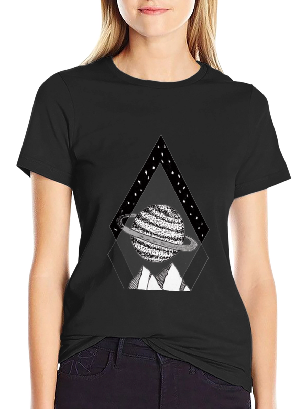 Planet Triangle Graphic Tee - Black Casual Shirt