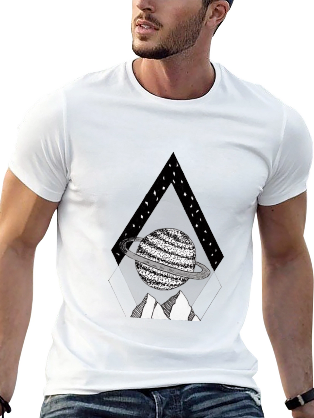 Planet Triangle Graphic Tee - Black Casual Shirt