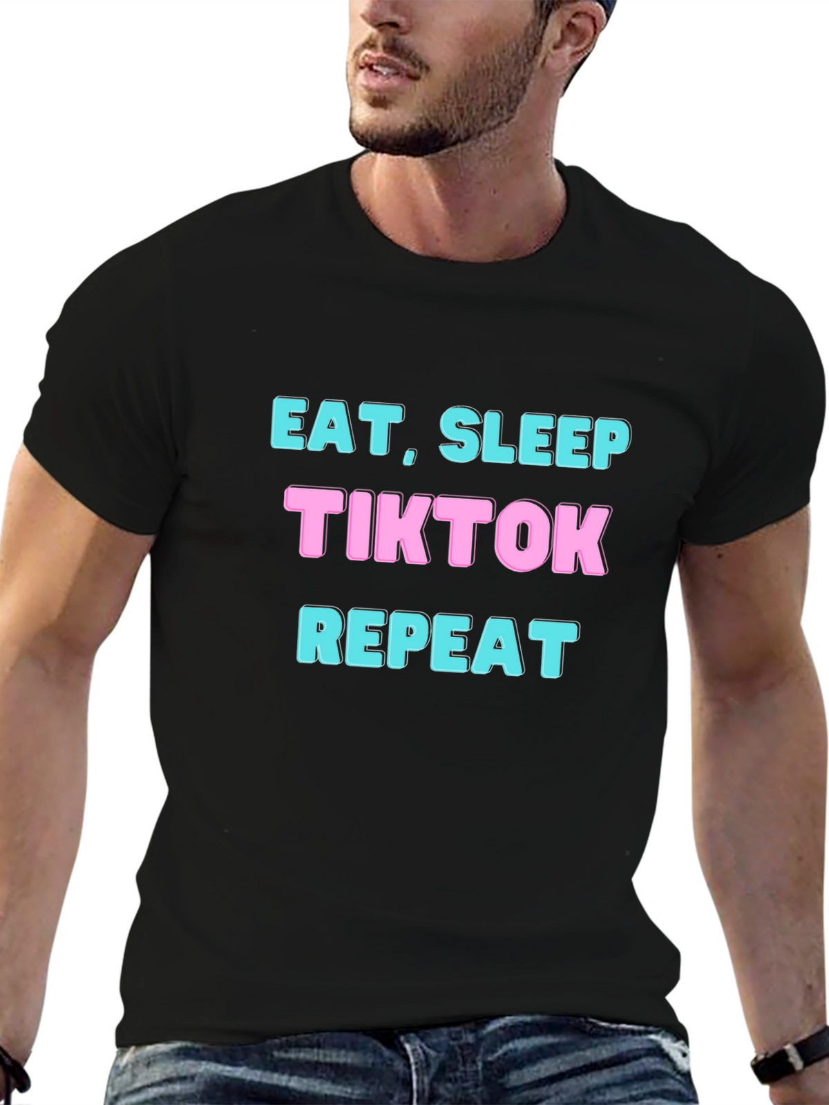 Eat Sleep TikTok Repeat T-Shirt - Black