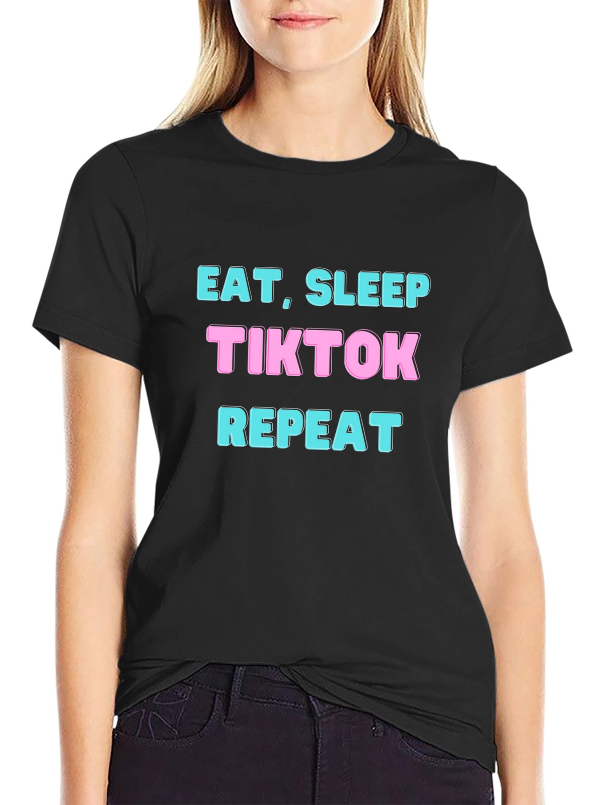 Eat Sleep TikTok Repeat T-Shirt - Black