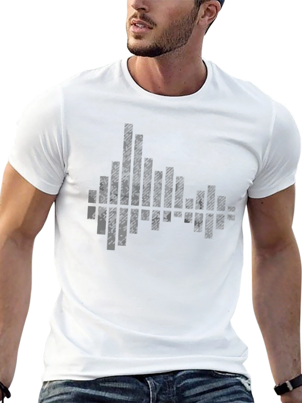 Modern Black Graphic Tee - Soundwave Design