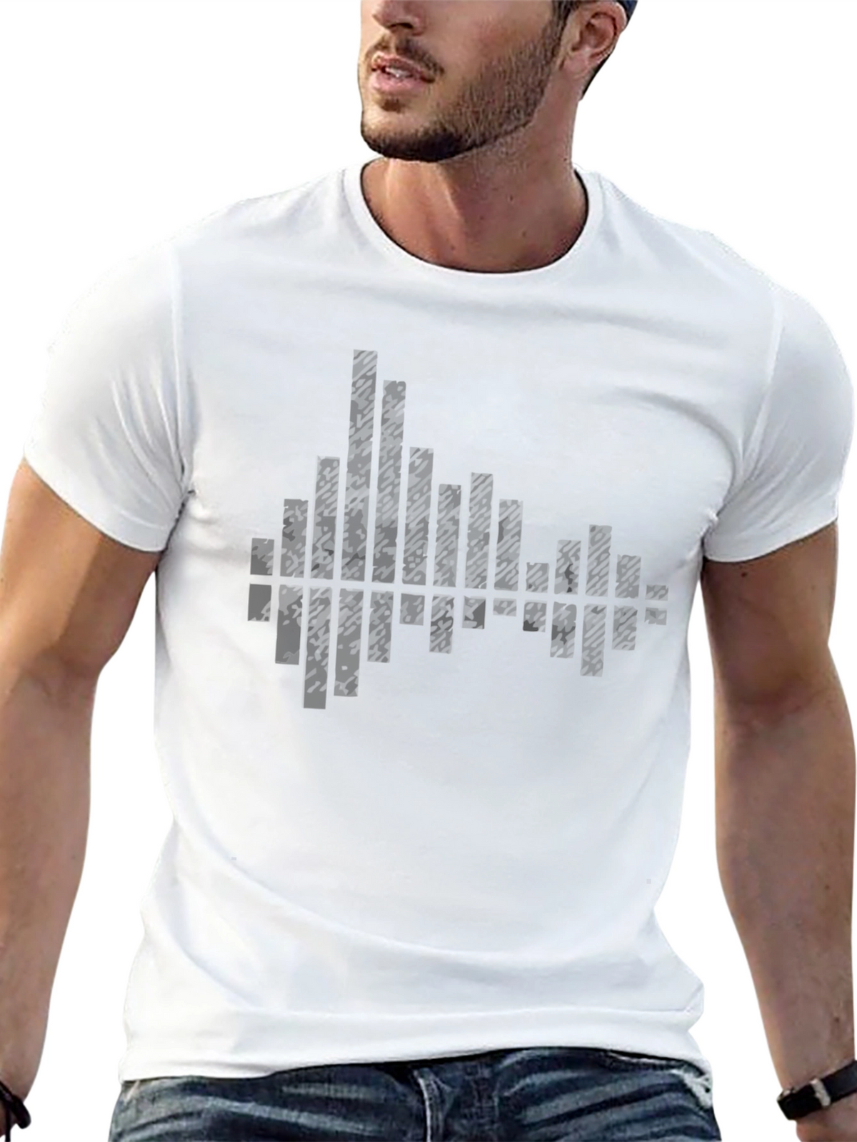 Modern Black Graphic Tee - Soundwave Design